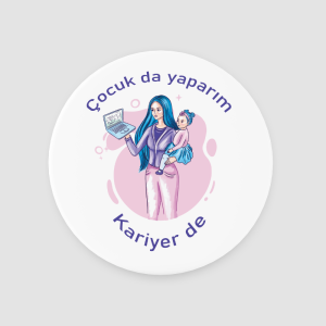 Çocuk da Yaparım Kariyer de Yazılı 4lü Yuvarlak Bardak Altlığı