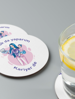 Çocuk da Yaparım Kariyer de Yazılı 4lü Yuvarlak Bardak Altlığı Çocuk da Yaparım Kariyer de Yazılı 4lü Yuvarlak Bardak Altlığı