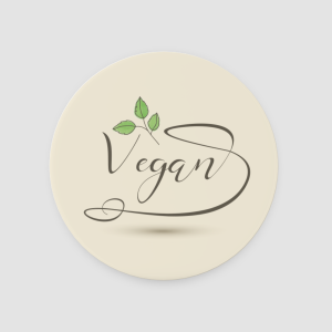 Vegan Yazılı Yaprak Detaylı 4'lü Yuvarlak Bardak Altlığı