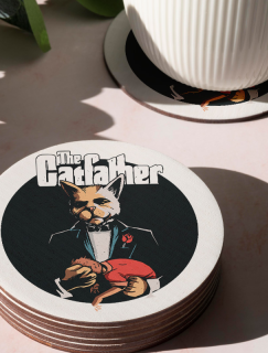Catfather Tasarımlı Yuvarlak 4lü Bardak Altlığı Catfather Tasarımlı Yuvarlak 4lü Bardak Altlığı