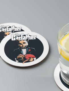 Catfather Tasarımlı Yuvarlak 4lü Bardak Altlığı Catfather Tasarımlı Yuvarlak 4lü Bardak Altlığı