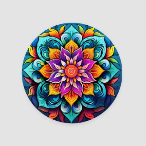 Çiçek Renkli Mandala Tasarımlı 4lü Yuvarlak Bardak Altlığı