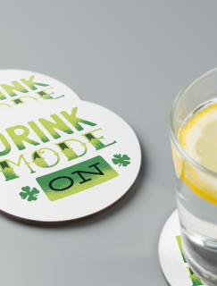 Drink Mode On Yazılı 4lü Yuvarlak Bardak Altlığı Drink Mode On Yazılı 4lü Yuvarlak Bardak Altlığı