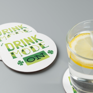 Drink Mode On Yazılı 4lü Yuvarlak Bardak Altlığı