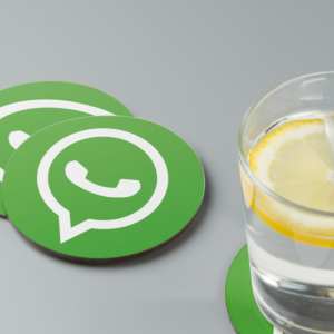 WhatsApp Logosu Tasarımlı 4lü Yuvarlak Bardak Altlığı