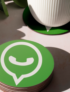 WhatsApp Logosu Tasarımlı 4lü Yuvarlak Bardak Altlığı WhatsApp Logosu Tasarımlı 4lü Yuvarlak Bardak Altlığı
