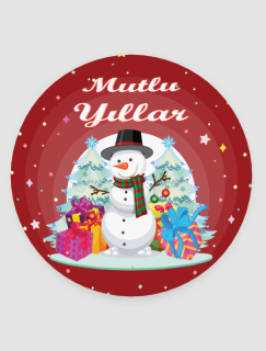 Mutlu Yıllar Noel Baba Tasarımlı 4lü Yuvarlak Bardak Altlığı Mutlu Yıllar Noel Baba Tasarımlı 4lü Yuvarlak Bardak Altlığı
