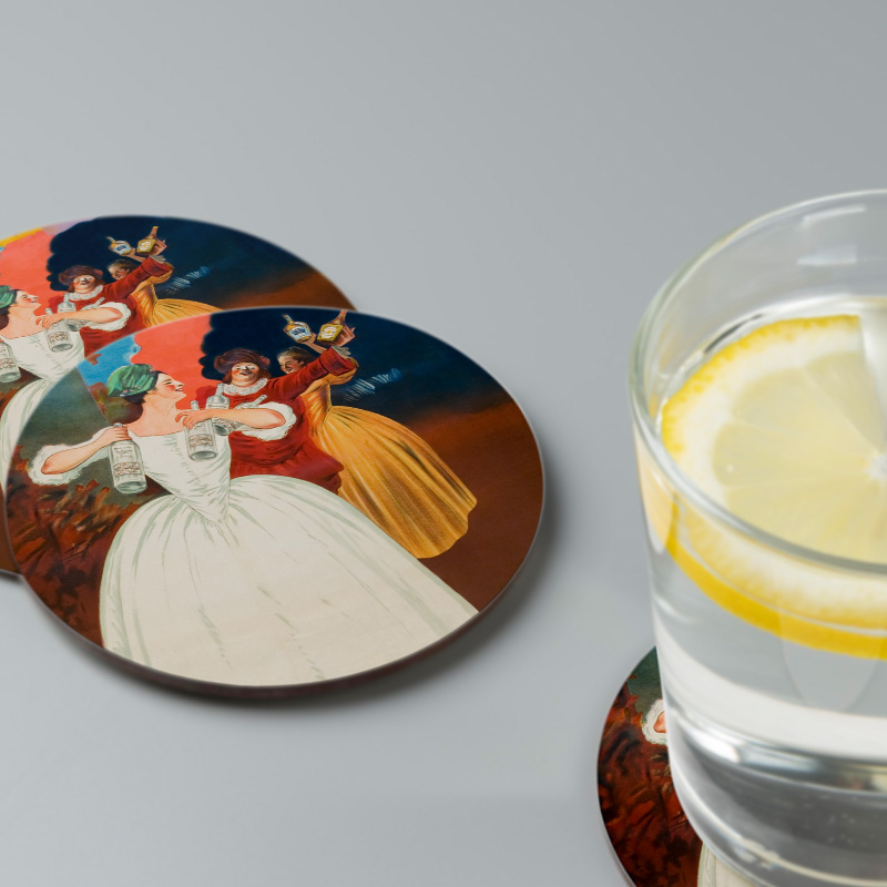Dans Eden İnsanlar Retro Tasarımlı 4lü Yuvarlak Bardak Altlığı Dans Eden İnsanlar Retro Tasarımlı 4lü Yuvarlak Bardak Altlığı