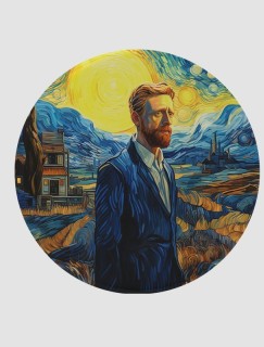 Tablosunun İçinde Van Gogh Tasarımlı 4lü Yuvarlak Bardak Altlığı Tablosunun İçinde Van Gogh Tasarımlı 4lü Yuvarlak Bardak Altlığı