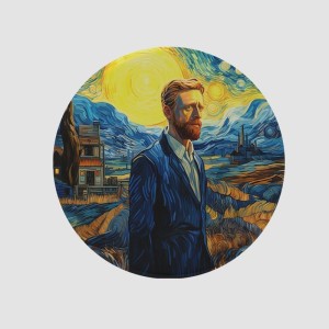 Tablosunun İçinde Van Gogh Tasarımlı 4lü Yuvarlak Bardak Altlığı