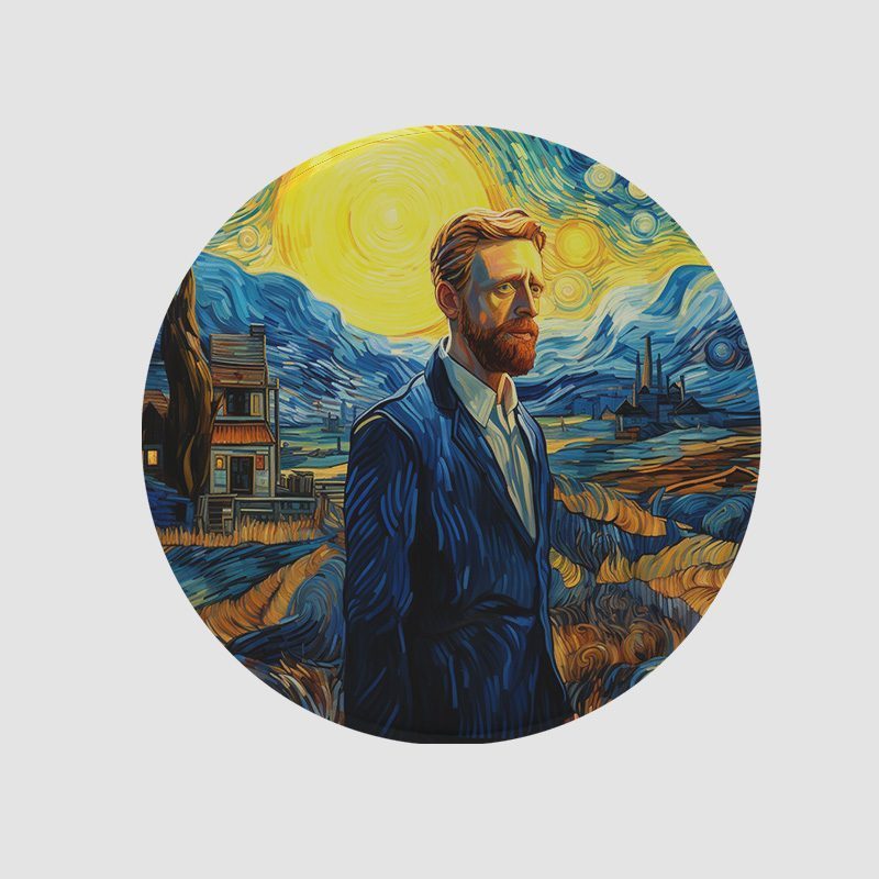 Tablosunun İçinde Van Gogh Tasarımlı 4lü Yuvarlak Bardak Altlığı Tablosunun İçinde Van Gogh Tasarımlı 4lü Yuvarlak Bardak Altlığı
