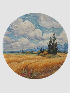 Van Gogh'un Manzarası Tasarımlı 4lü Yuvarlak Bardak Altlığı Van Gogh'un Manzarası Tasarımlı 4lü Yuvarlak Bardak Altlığı