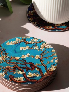 Van Gogh Ağaçlar Tasarımlı 4lü Yuvarlak Bardak Altlığı Van Gogh Ağaçlar Tasarımlı 4lü Yuvarlak Bardak Altlığı