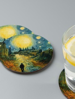 Van Gogh Manzara Tasarımlı 4lü Yuvarlak Bardak Altlığı Van Gogh Manzara Tasarımlı 4lü Yuvarlak Bardak Altlığı