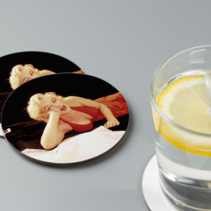 Kırmızı Elbiseli Marilyn 4lü Yuvarlak Bardak Altlığı