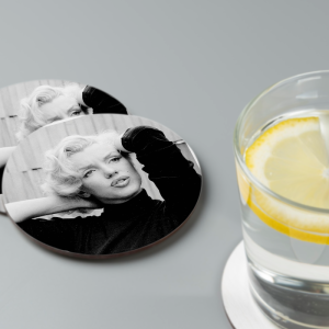 Siyah Beyaz Marilyn 4lü Yuvarlak Bardak Altlığı