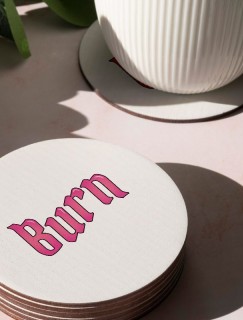Burn Yazılı 4lü Yuvarlak Bardak Altlığı Burn Yazılı 4lü Yuvarlak Bardak Altlığı