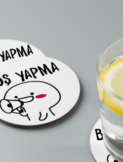 Boş Yapma Temalı 4lü Yuvarlak Bardak Altlığı Boş Yapma Temalı 4lü Yuvarlak Bardak Altlığı