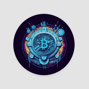 Bitcoin ve Kripto Para Tasarımlı 4lü Yuvarlak Bardak Altlığı