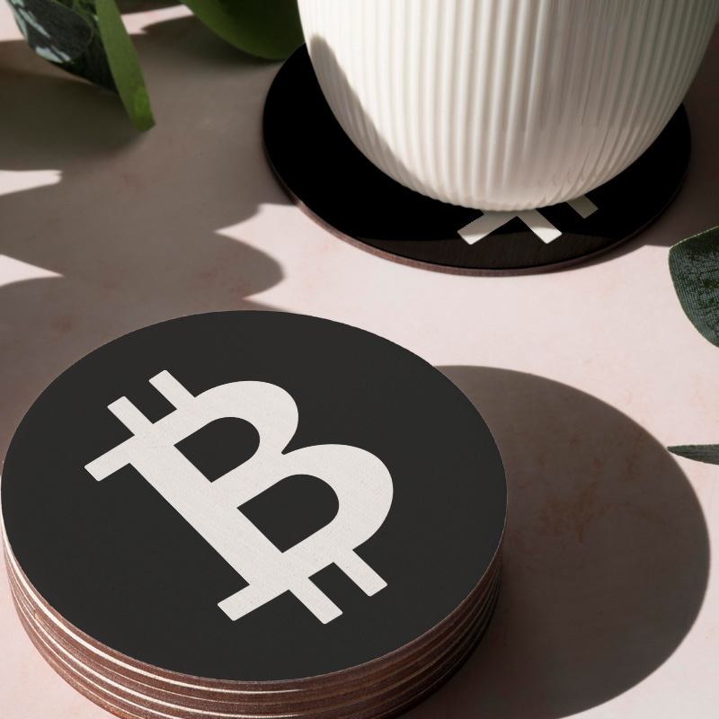 Bitcoin Sembollü 4lü Daire Bardak Altlığı Bitcoin Sembollü 4lü Daire Bardak Altlığı