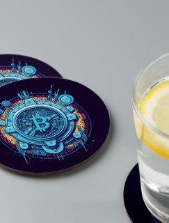 Bitcoin ve Kripto Para Tasarımlı 4lü Yuvarlak Bardak Altlığı Bitcoin ve Kripto Para Tasarımlı 4lü Yuvarlak Bardak Altlığı